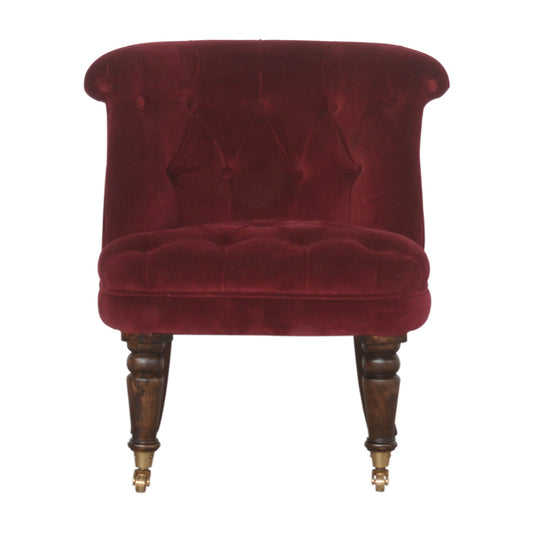 Wine Red Velvet Accent Chair