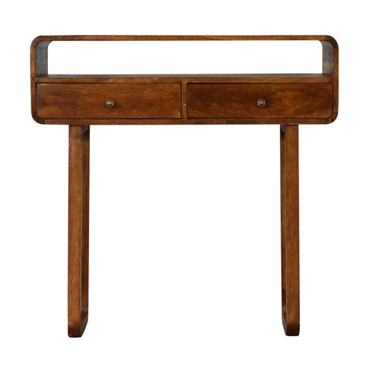 U-Curved Chestnut Console Table