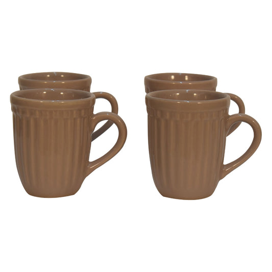 Beige Ribbed Mug Set of 4