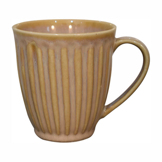 Beige Ribbed Mug - Set of 4