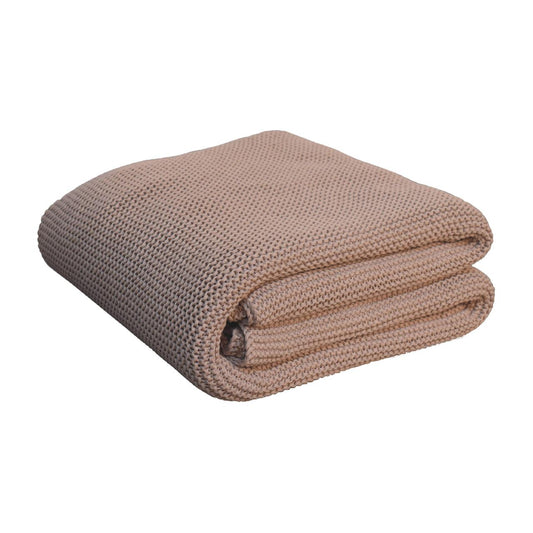 Double Bed Size Beige Knitted Throw