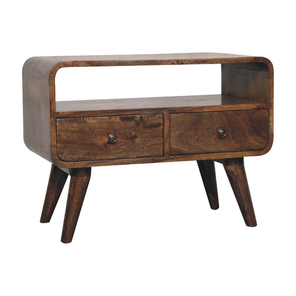 Mini Grey Washed Curved Media Unit
