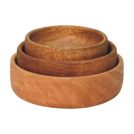 Solid Wood Fruit Bowl Set of 3