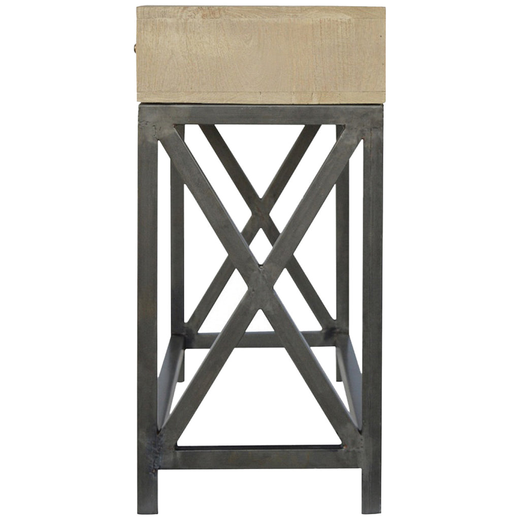 Mango Wood Metal Base Console Table